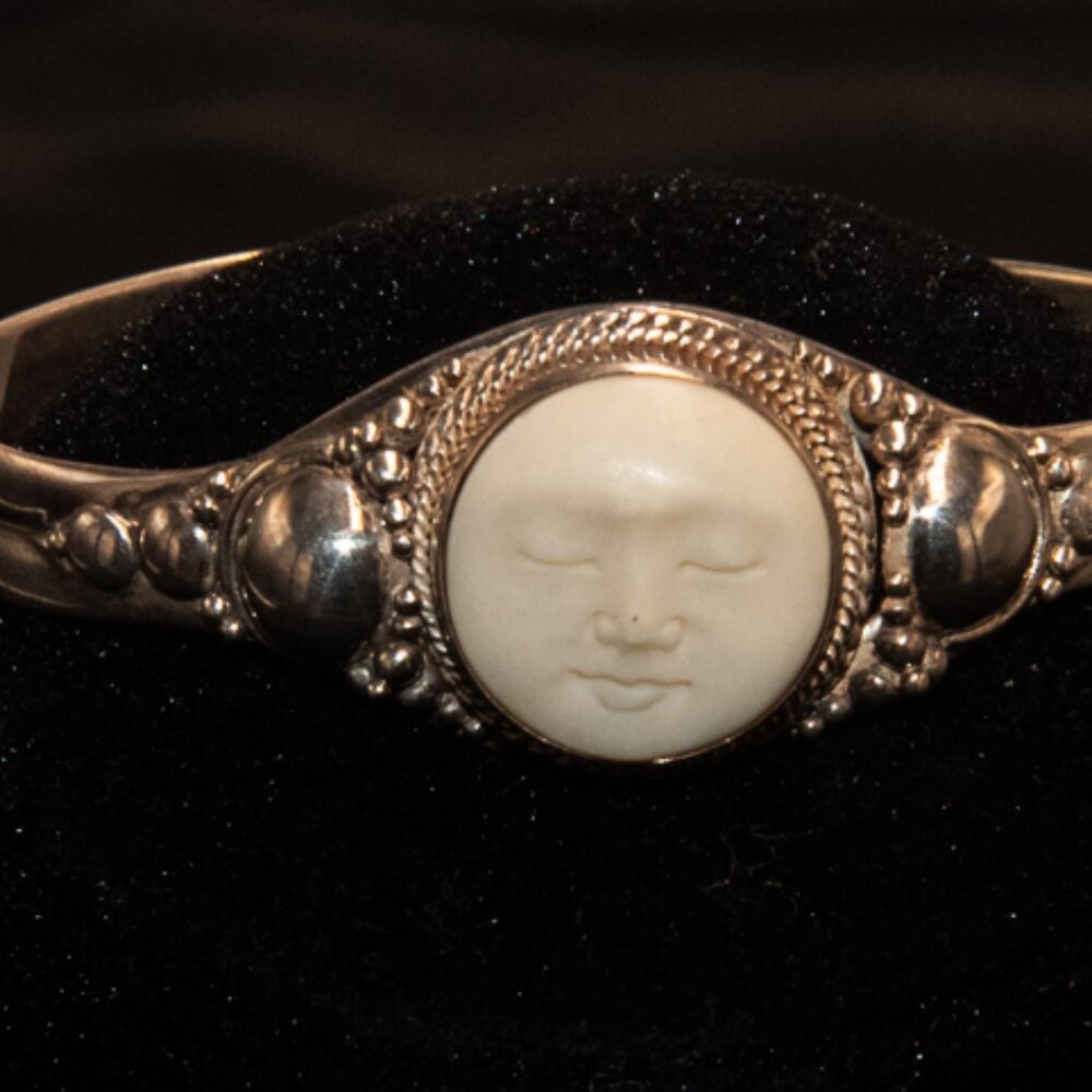 Sterling Silver Novica Moon Empress Cuff Bracelet - Picture 2 of 3